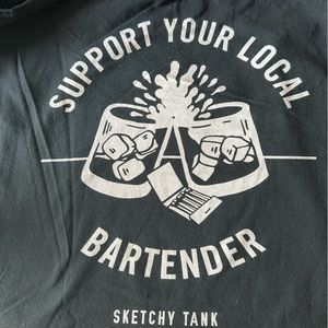 Sketchy Tank Men’s Graphic Tee “Support Your Local Bartender” size XL